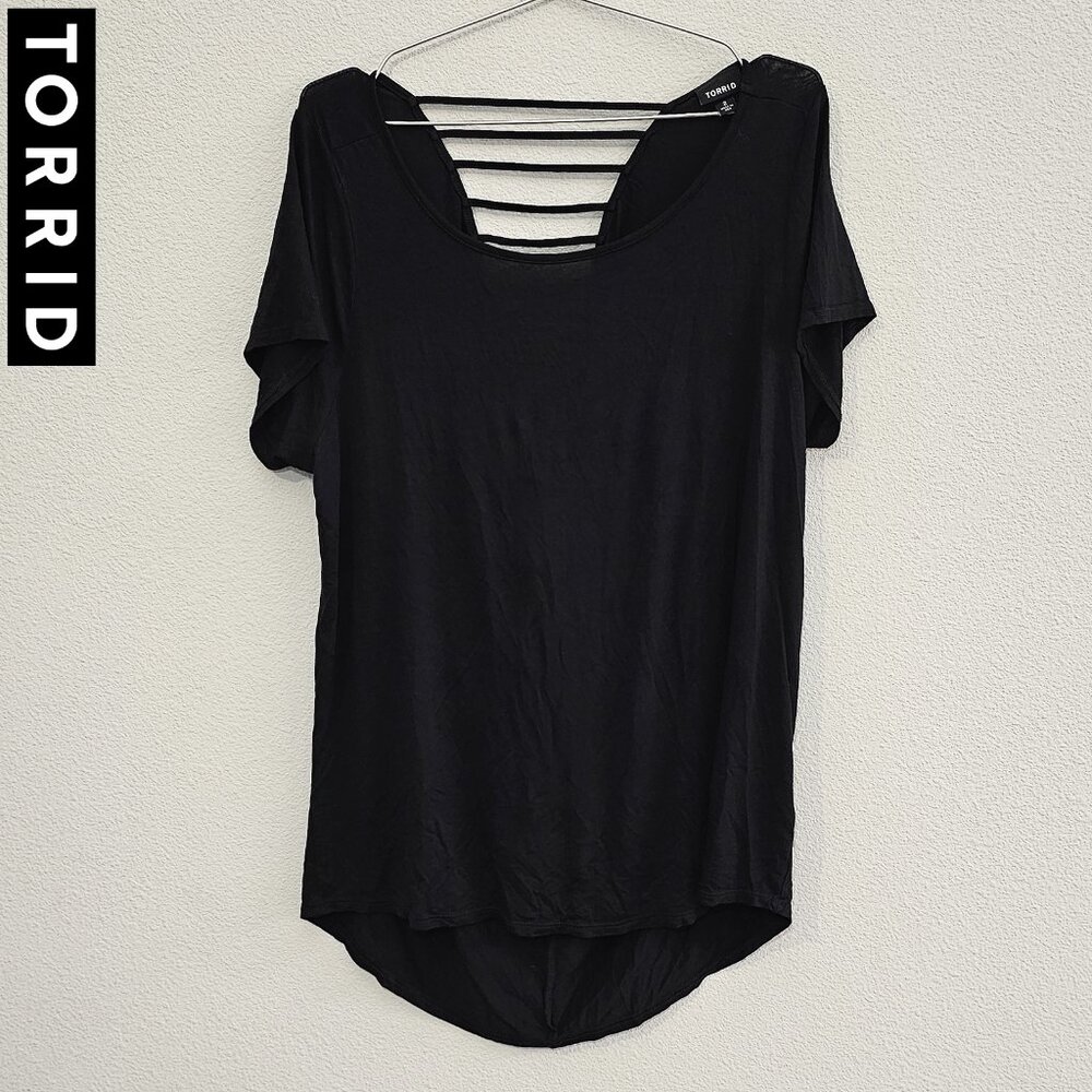 TORRID 2 Black Strappy Ladder Cutout Back Tunic Top Plus Size 18/20 2X